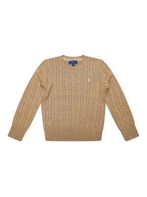 POLO RALPH LAUREN: Strickpullover mit Rundhalsausschnitt - Rundhalspullover - Camel