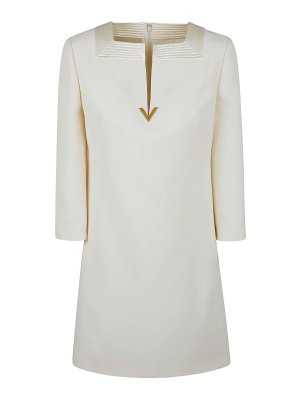 VALENTINO GARAVANI: knee length dresses - Mini Dress | Solid | Crepe Couture