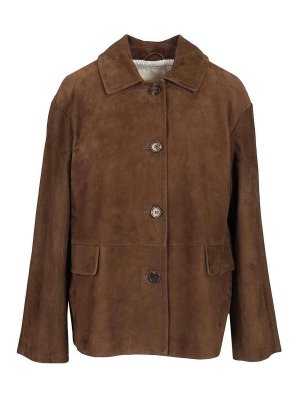S MAX MARA: レザージャケット - レザージャケット - ブラウン