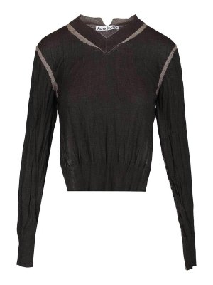 Acne Studios: Col en V - Pull À Col V - Marron