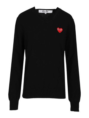 Comme des Garçons Play: crew necks - Crew Neck Wool Sweater