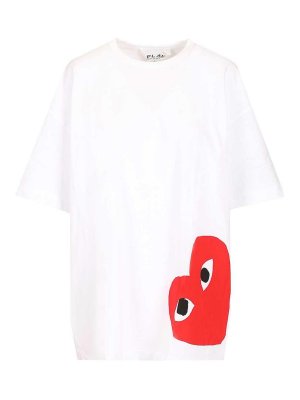 Comme des Garçons Play: t-shirts - Oversized Cotton T-Shirt