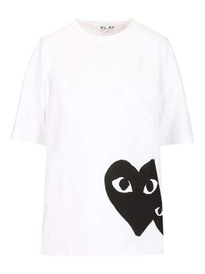 Comme des Garçons Play: t-shirt - T-shirt oversize in cotone