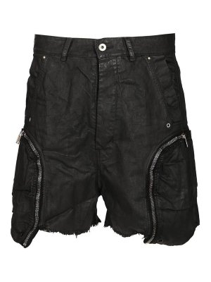 DRKSHDW: Trousers Shorts - Bauhaus Frayed Denim Shorts