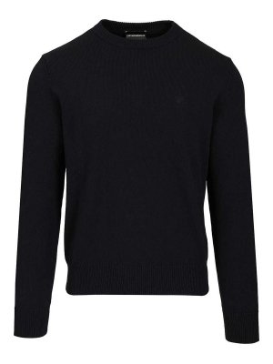 EMPORIO ARMANI: Suéteres con cuello pico - Suéter Cuello Redondo - Azul