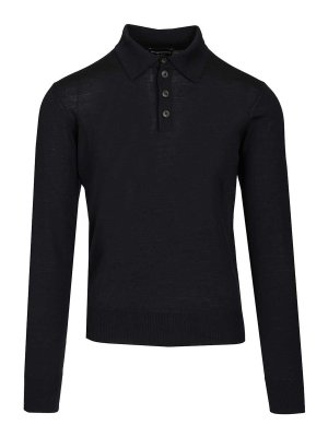EMPORIO ARMANI: polo shirts - Long-Sleeved Wool Polo Shirt