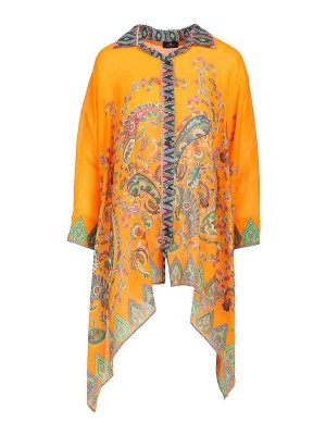 ETRO: blouses - Multicoloured Printed Ramie Blouse