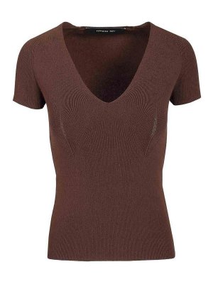 FEDERICA TOSI: Col en V - Pull À Col V - Marron