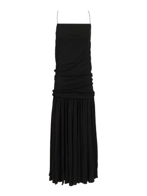 JACQUEMUS: knee length dresses - Abiha Gathered Jersey Midi Dress