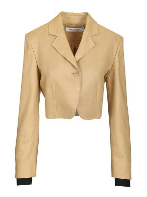 Max Mara: blazers - Linen Diagonal Crop Jacket
