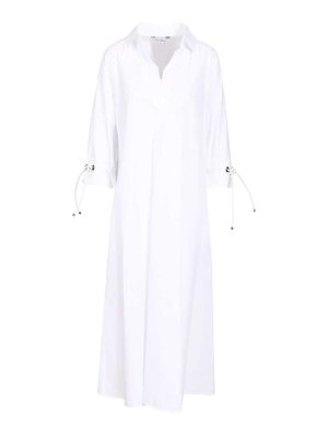 Max Mara: Knielange Kleider - Knielanges Kleid - Weiß