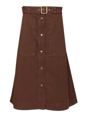 MONCLER: Knee length skirts & Midi - Cotton Midi Skirt With Belt