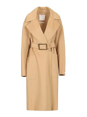 SPORTMAX: knee length coats - Pure Wool Dressing Gown Coat