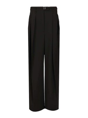SPORTMAX: casual trousers - Wide-Leg Trousers In Stretch Wool