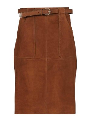 MAX MARA STUDIO: Knee length skirts & Midi - Suede Midi Skirt