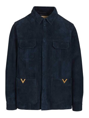 VALENTINO GARAVANI: Manteaux en cuir - Manteau En Cuir - Bleu