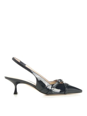 Stuart Weitzman: sandals - Georgie Slingback In Blue Patent Leather