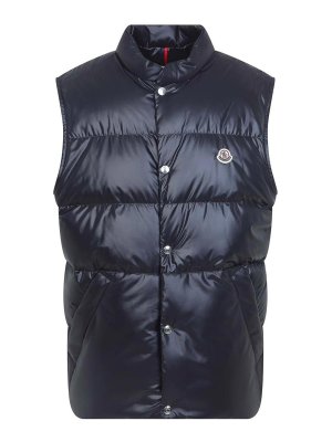 MONCLER: Gilets - Gilet - Bleu Foncé