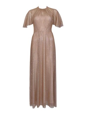 ALBERTA FERRETTI: abiti da sera - Vestito Lungo In Rete Con Micro Strass Rosa