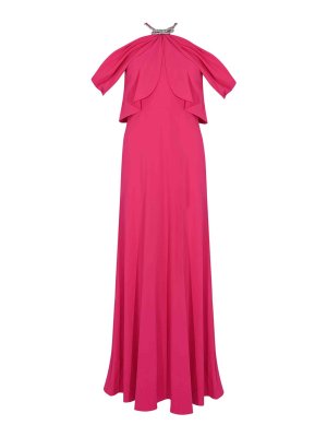 ALBERTA FERRETTI: abiti da sera - Vestito Lungo In Cady Con Fiocco Gioiello