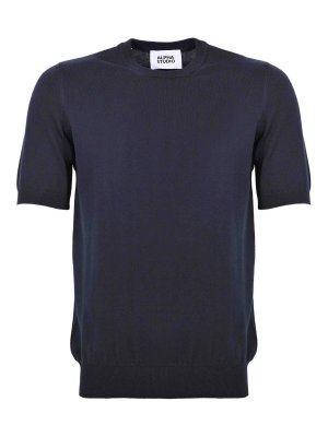 ALPHA STUDIO: Strickpullover mit Rundhalsausschnitt - Rundhalspullover - Blau