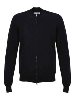 ALPHA STUDIO: knee length coats - Cotton yarn blouson with zip