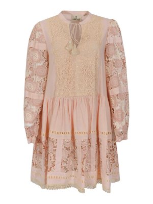 AMOSA: abiti corti - Vestito Corto In Pizzo Di Misto Lino E Cotone