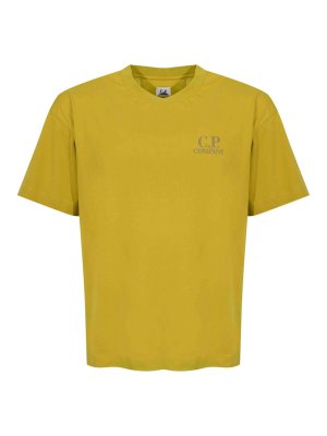 C.P. COMPANY: t-shirts - Antique Moss Cotton Jersey Logo T-Shirt