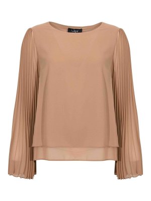 CLIPS: bluse - Blusa Tunica In Tessuto Plissettato Nocciola
