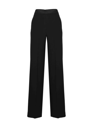 D.EXTERIOR: pantaloni casual - Pantalone In Crepe Con Dettagli In Raso Nero