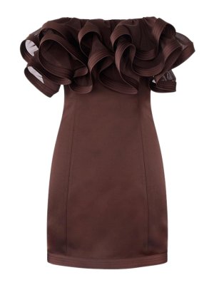 ELISABETTA FRANCHI: abiti corti - Vestito Corto In Duchesse Con Maxi Ruche