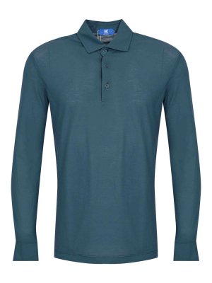 Kired: polo shirts - Positano Polo Shirt In Blue Cotton Knit