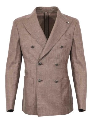 L.B.M 1911: giacche blazer - Giacca Doppiopetto In Misto Lana Seta E Lino