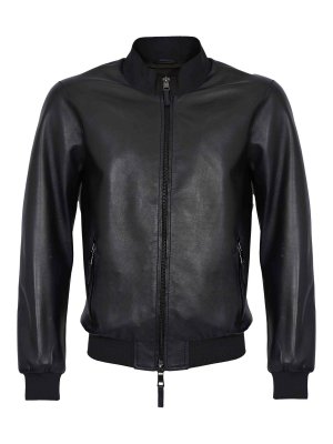 LEATHER AUTHORITY: leather jacket - Derek Seamless Navy Blue Leather Jacket