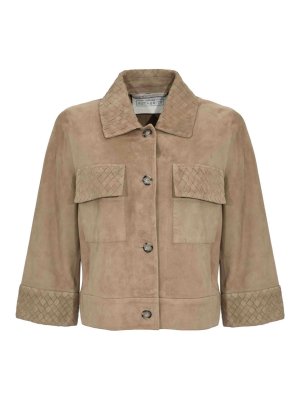 LEATHER AUTHORITY: leather jacket - Karis Weaved Suede Jacket Vanilla