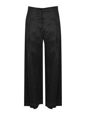 MAX MARA STUDIO: casual trousers - Msttartufo Crop Trousers In Black Rami Canvas