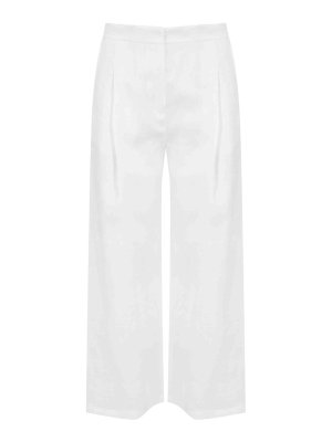 MAX MARA STUDIO: casual trousers - Msttartufo Crop Trousers In White Rami Canvas