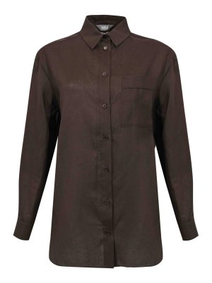MM6 MAISON MARGIELA: shirts - Mmlfilo Shirt In Dark Brown Linen