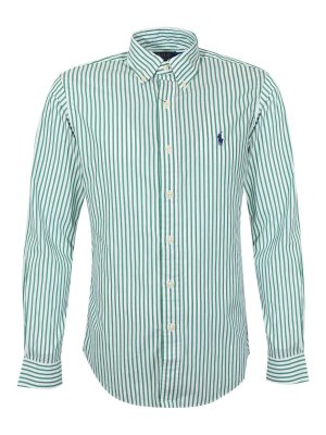 POLO RALPH LAUREN: shirts - Striped Cotton Poplin Shirt White/Green