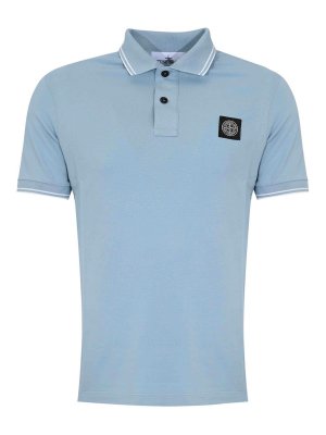 STONE ISLAND: polo shirts - Polo Shirt In Black Pique Cotton