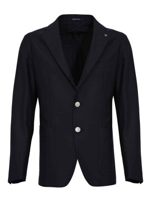 TAGLIATORE: blazers - Single-breasted jacket in navy virgin wool