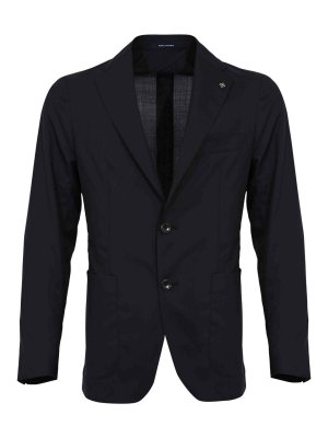 TAGLIATORE: blazers - Montecarlo Jacket In Blue Wool And Silk Blend