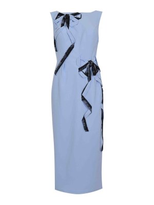 TARIK EDIZ : abiti al ginocchio - Vestito Longuette 66638 In Crepe Blue Aura