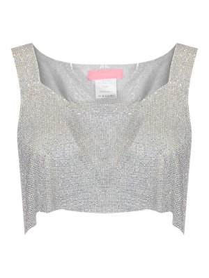 TWENTY FOURHAITCH: Top e canotte - Top New Atene In Maglia Metallica Con Strass