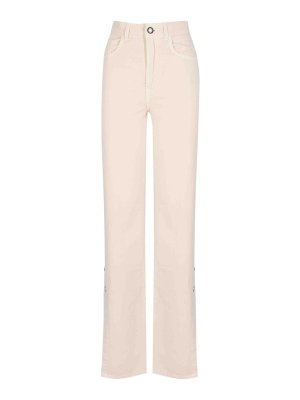 TWINSET: straight leg jeans - Wide Leg Jeans In Cotton Bull With Buttons
