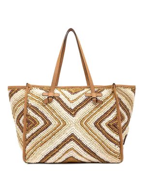 GIANNI CHIARINI: totes bags - Marcella Shopping Bag In Woven Leather Straw