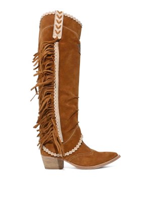 EL VAQUERO: boots - Kalou Leather Boots With Fringes