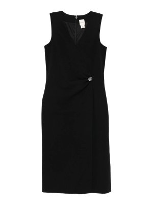 CALVIN KLEIN: knee length dresses - Stretch Crepe Hardware Dress