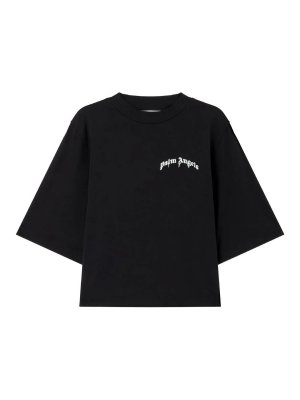 Palm Angels: t-shirt - Mini Curved Logo Boxy Tee