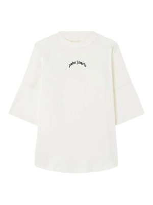 Palm Angels: t-shirt - Logo curvo sopra il T